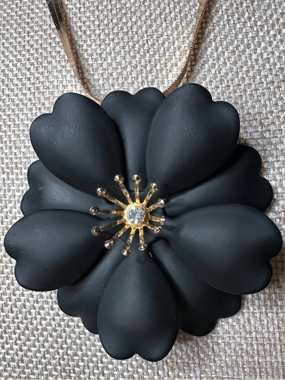 Black Flower Statement Necklace